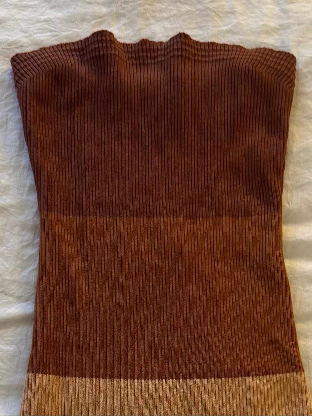Colorblock Knit Strapless Dress in Brown and Tan | Small | NWOT - Picture 4 of 4